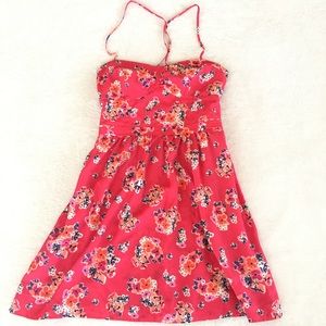 Red floral sun dress